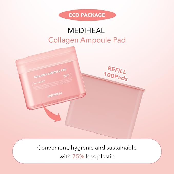 MEDIHEAL Toner Pads - Collagen Glow, Twice the Care