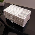 Velvet Crystal Charm 3-Drawer Acrylic Jewelry Box