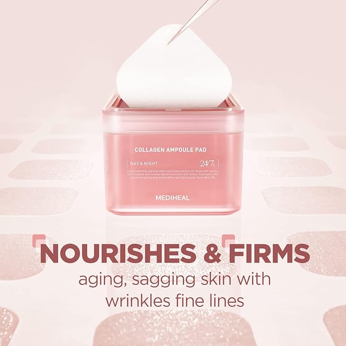 MEDIHEAL Toner Pads - Collagen Glow, Twice the Care