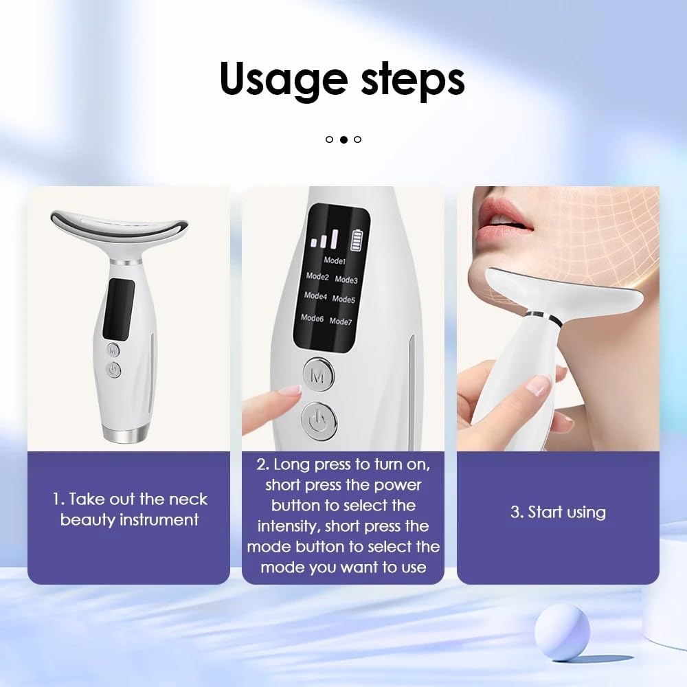 7-Color LED Facial & Neck Therapy Device – Anti-Aging & Firming Tool