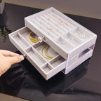 Velvet Crystal Charm 3-Drawer Acrylic Jewelry Box