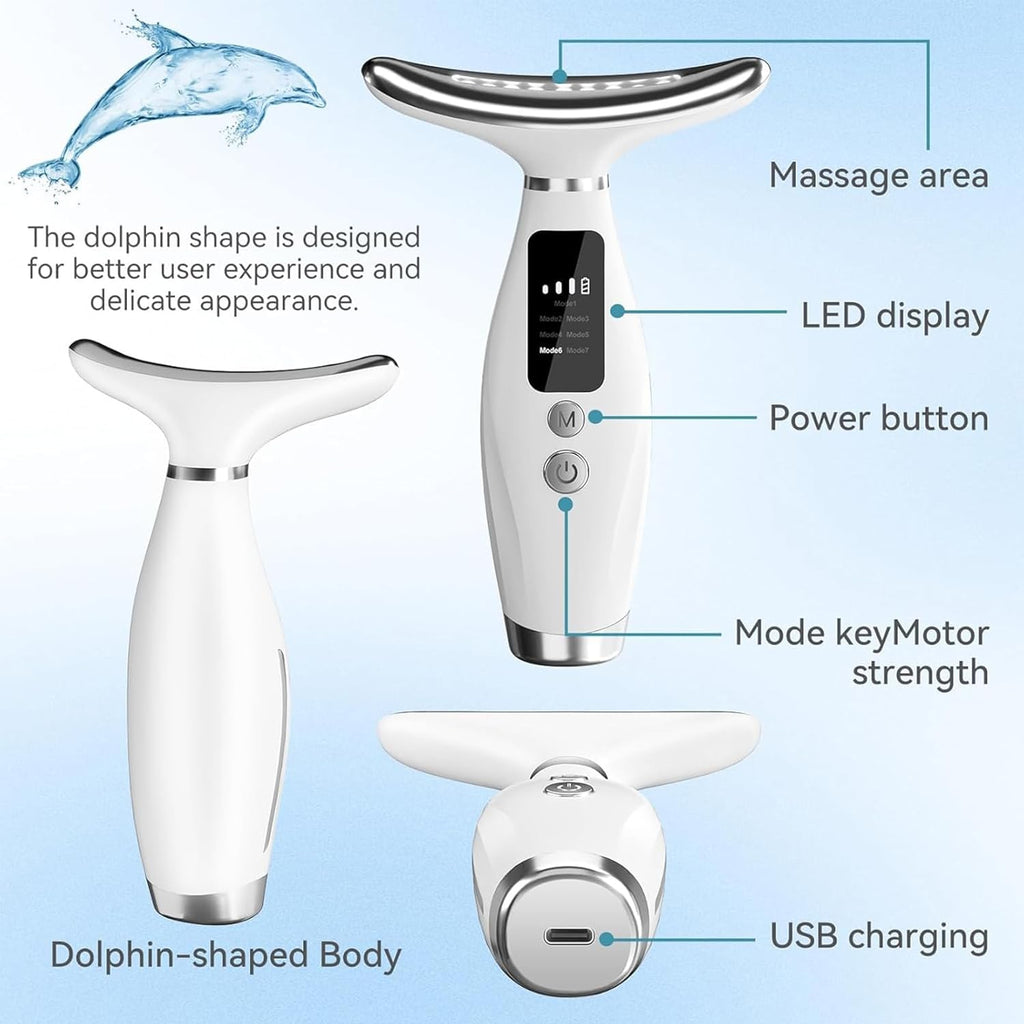 7-Color LED Facial & Neck Therapy Device – Anti-Aging & Firming Tool