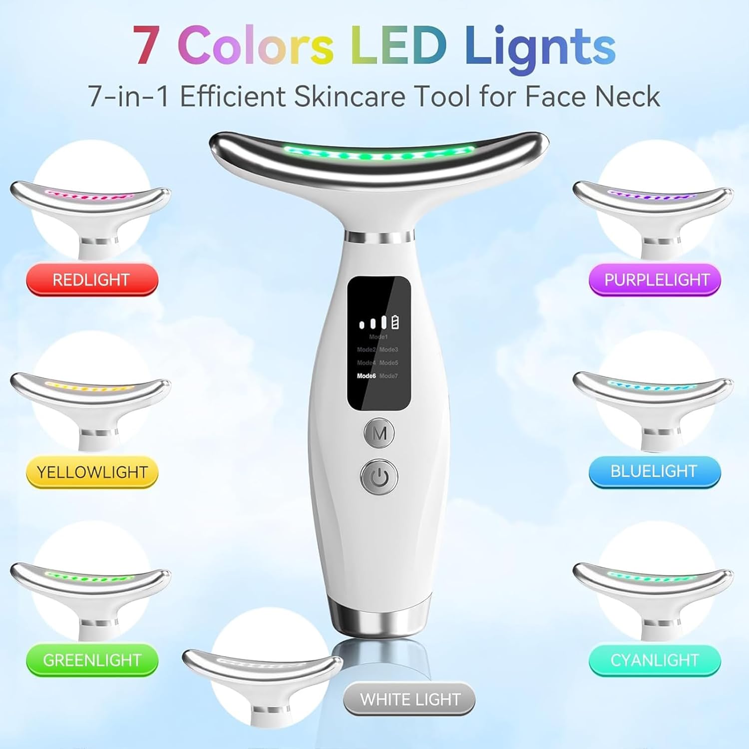 7-Color LED Facial & Neck Therapy Device – Anti-Aging & Firming Tool
