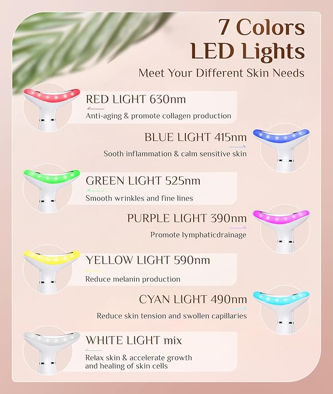 7-Color LED Facial & Neck Therapy Device – Anti-Aging & Firming Tool