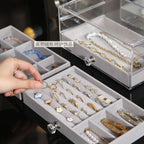 Velvet Crystal Charm 3-Drawer Acrylic Jewelry Box